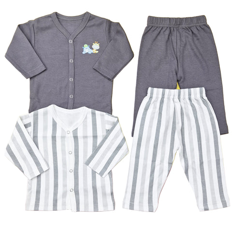 TBS - Pack of 2 - Night Suits - Grey & Stripes