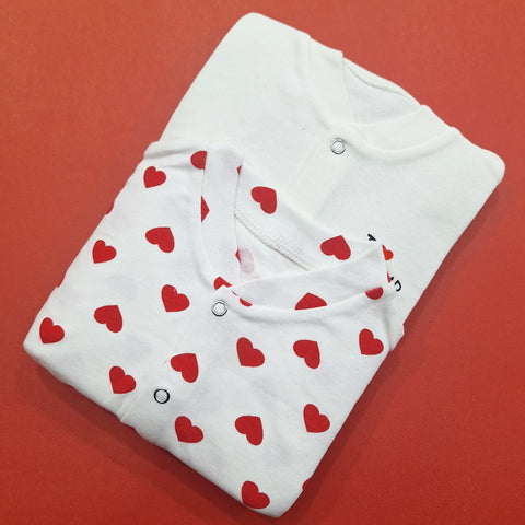 TBS - Pack of 2 - Night Suits - White & Hearts