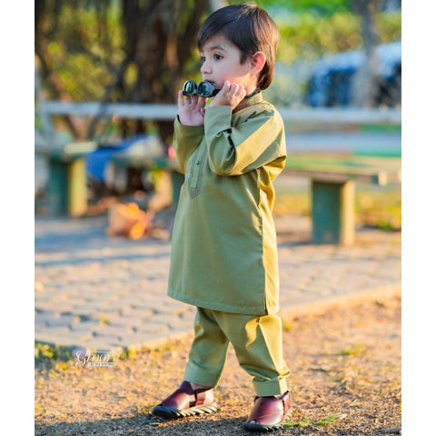 TBS - Kurta Shalwar - Wash N Wear - Green