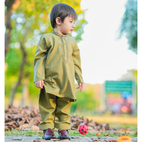 TBS - Kurta Shalwar - Wash N Wear - Green