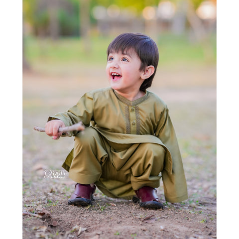 TBS - Kurta Shalwar - Wash N Wear - Green