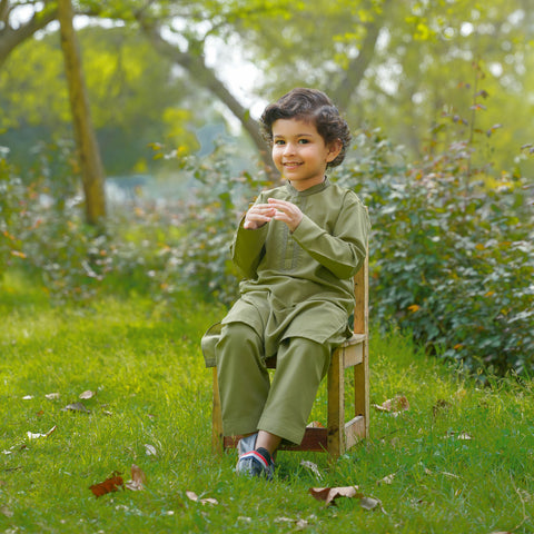 TBS - Kurta Shalwar - Wash N Wear - Green