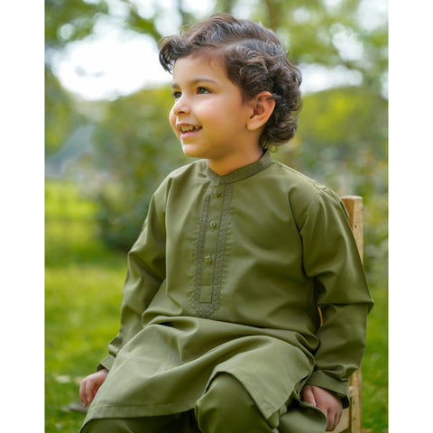 TBS - Kurta Shalwar - Wash N Wear - Green