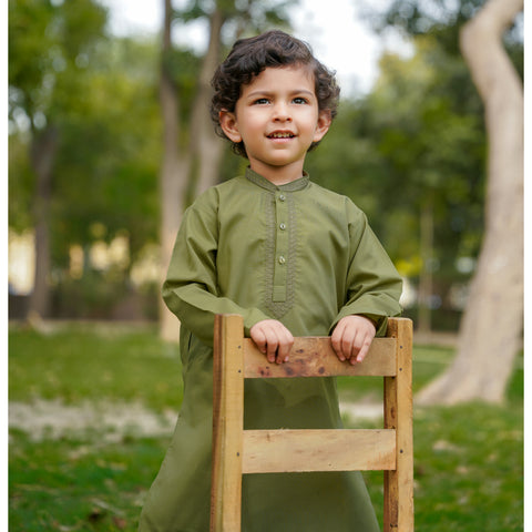 TBS - Kurta Shalwar - Wash N Wear - Green
