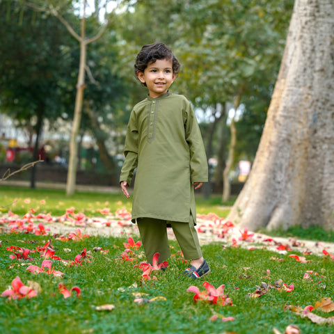 TBS - Kurta Shalwar - Wash N Wear - Green
