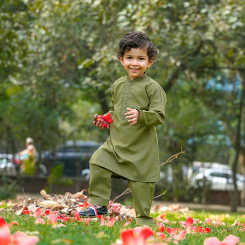 TBS - Kurta Shalwar - Wash N Wear - Green