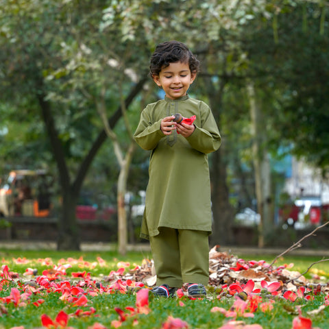 TBS - Kurta Shalwar - Wash N Wear - Green