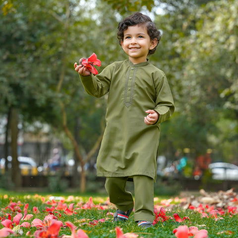 TBS - Kurta Shalwar - Wash N Wear - Green