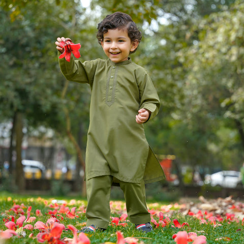 TBS - Kurta Shalwar - Wash N Wear - Green