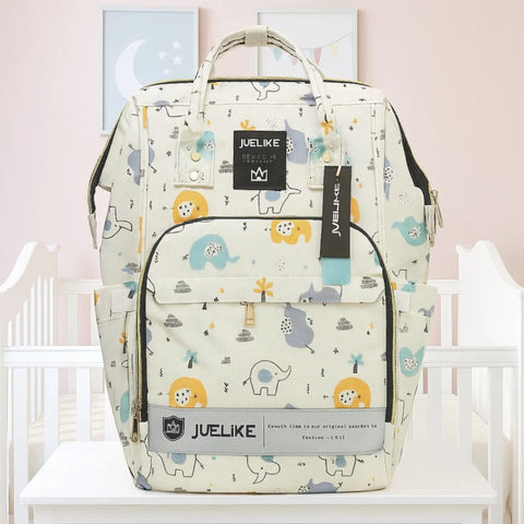 Juelike - Waterproof Diaper Backpack - White - Elephant
