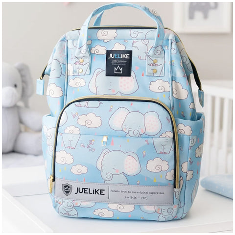 Juelike - Waterproof Diaper Backpack - Blue - Elephant