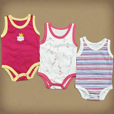 TBS - Pack of 3 Onesies - Girls - Pink & Leaves
