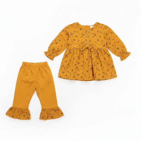 Mustard yellow floral baby outfit