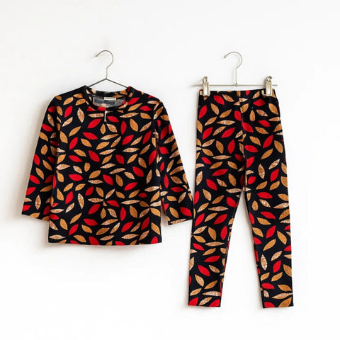 Velvet - Night Suit - Black - Leaves - 25