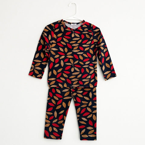 Velvet - Night Suit - Black - Leaves - 25