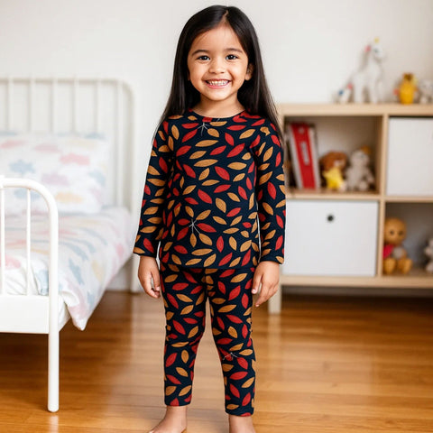 Velvet - Night Suit - Black - Leaves - 25