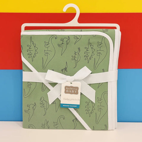 Aifeier - Hooded Cotton Wrap - Green - Dinosaurs