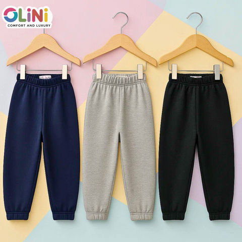 OLINI - Pack of 3 - Fleece Trousers - Navy Black Grey - 25