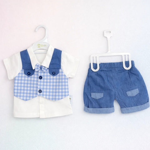 GM - 2 Pieces - Suit Set - Blue - Bow