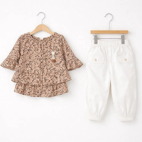 AG - Chiffon Frock Set - Brown - Floral