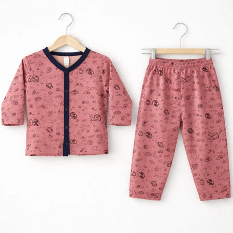 TBS - Cotton Jersey - Night Suit - Light Pink - Dino Space - 26