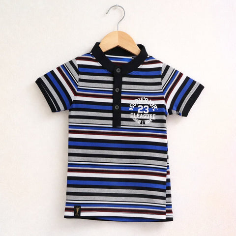 GT - Short Sleeve - T-Shirt - Blue & White - Stripes