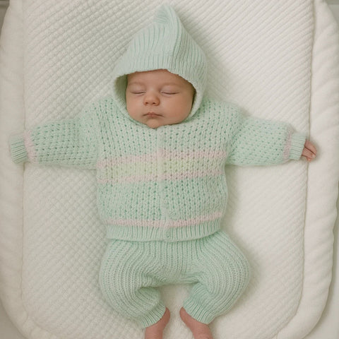 2 Pieces - Hooded Suit Set - Wool