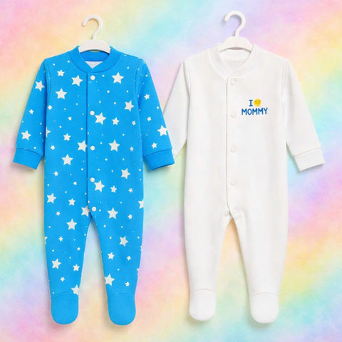 TBS - Pack of 2 Sleep Suits - Blue - Stars & Mommy
