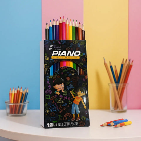 Piano  - Pack of 12 - Color Pencils - Black - 4165