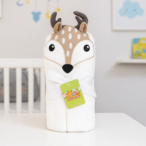 Baby Hooded Bath Towel - White - Deer