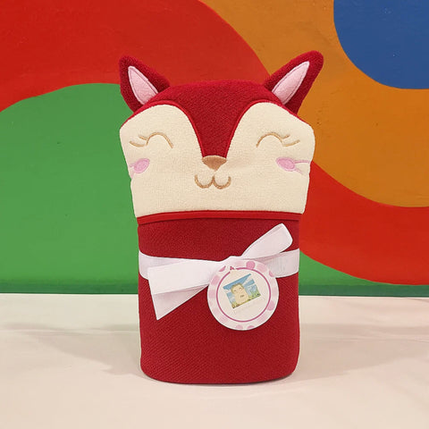 Little Alpaca - Hooded Bath Towel - Red - Fox