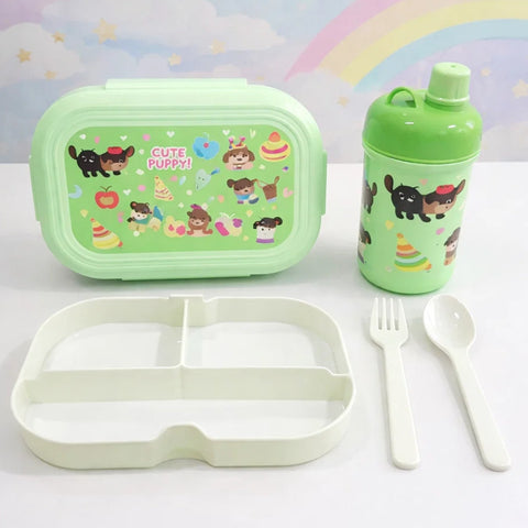 2 Pieces - Lunch Box & Water Bottle - Gift Set - Cute - Green