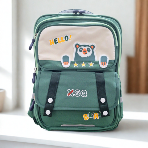 School Bag - Green - Bear - DW08