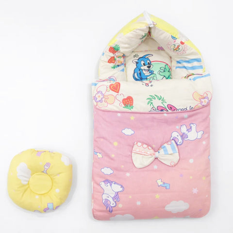 Cotton - Hooded Carry Nest - Pink - Unicorn Bow - 26