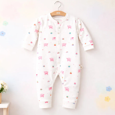 CB - Cotton Interlock - Sleep Suit Without Socks - White - Fish