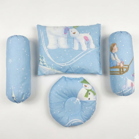 Pack of 4 Pillows - Blue - Snowman