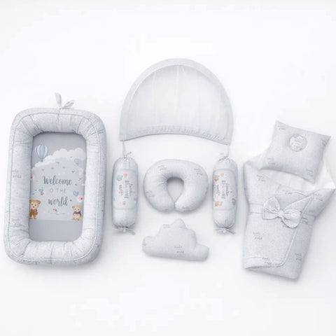 Cotton - 8 Pieces - Snuggle Bed - Grey - Welcome World - 26
