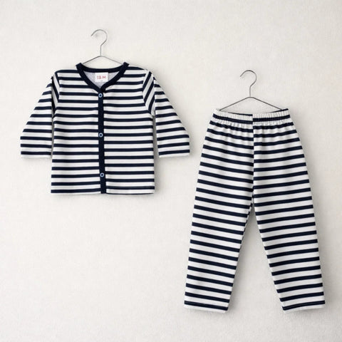 TBS - Cotton Jersey - Night Suit - Navy - Lines - 26