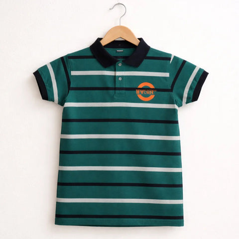 GT - Short Sleeve - Polo T-Shirt - Green & Black - Stripes