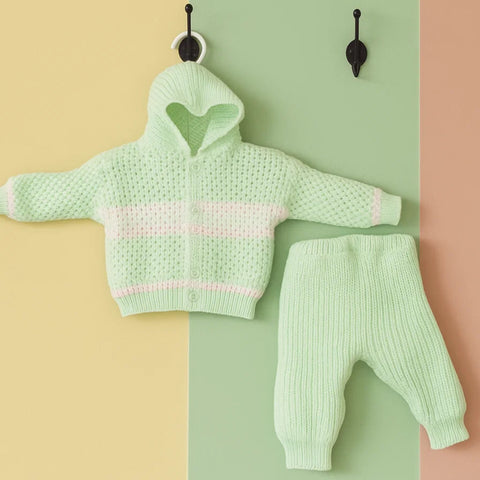 2 Pieces - Hooded Suit Set - Wool