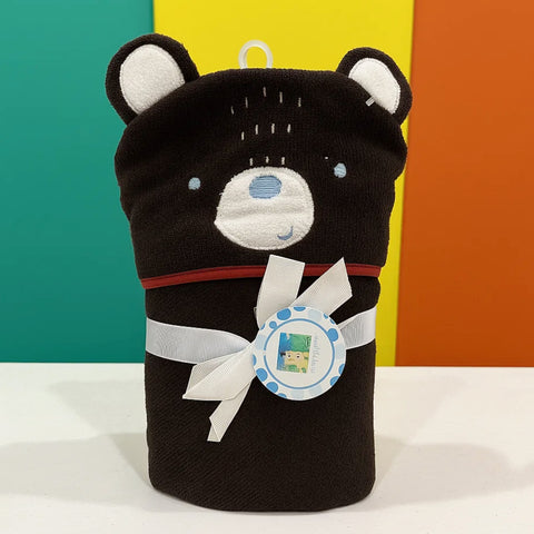 Little Alpaca - Hooded Bath Towel - Dark Brown - Bear