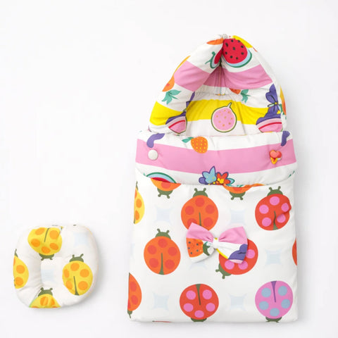 Cotton - Hooded Carry Nest - Multicolor - Stitch Fruit Bow - 26