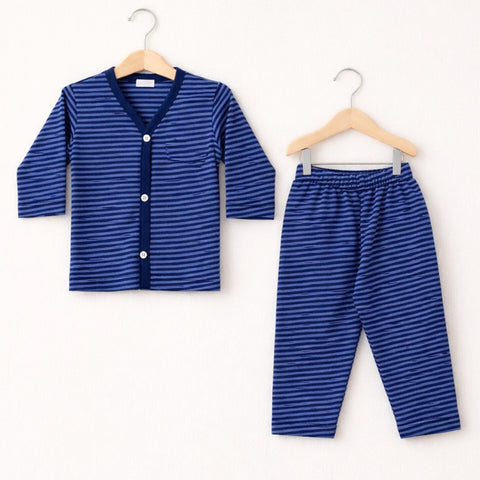 TBS - Cotton Jersey - Night Suit - Black - Stripes - 26