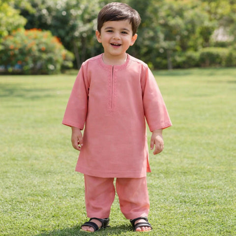 TBS - Cotton - Round Neck - Kurta Shalwar - Pink - 26