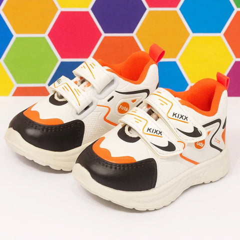 Baby Shoe - Kixx - White & Orange