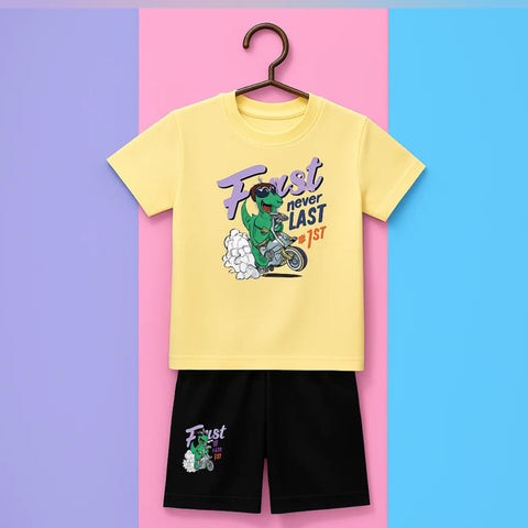 Lucido - T-Shirt & Shorts - Yellow - Dinosaur