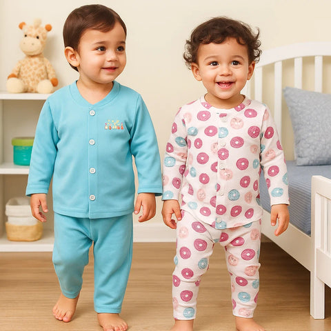 TBS - Pack of 2 - Night Suits - Blue & Donuts