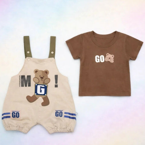 BB - 2 Pieces - Dungaree Set - Brown - Go - China