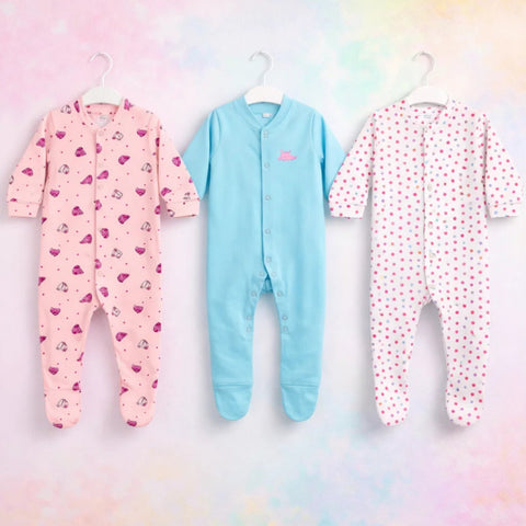 Carte - Pack of 3 Sleep Suits - Cotton Interlock - Aquarium