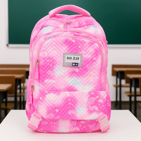 School Bag - Dark Pink - Rainbow - DW17